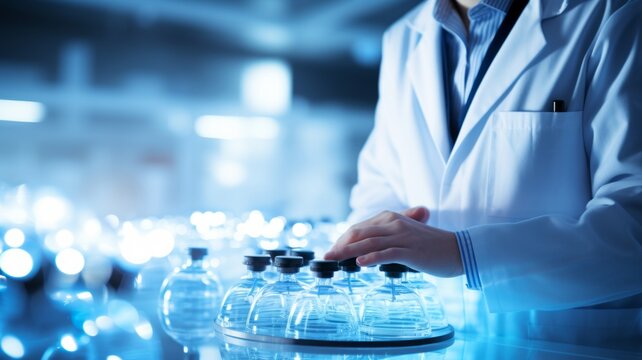 scientist with chemical formulas developing substances for human health