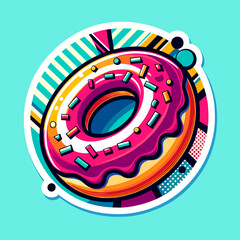 An donut with pop art style design sticker illustration