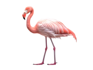 Fotobehang a pink flamingo standing on one leg © Sveatoslav