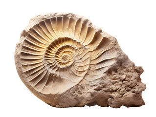 a fossilized shell on a rock