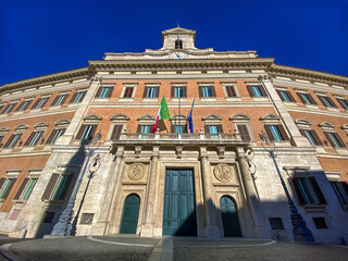 Facade of the Chamber of Deputies at Montecitorio Square, Rome