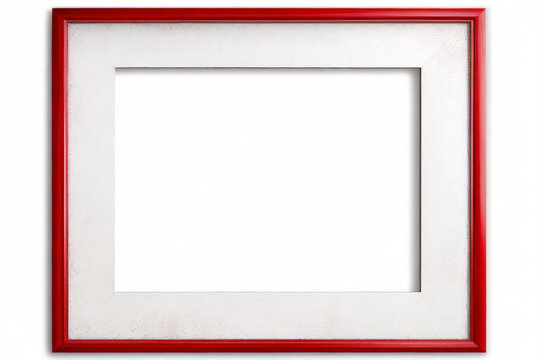 Realistic empty rectangular red frame with passepartout on white background, border for your creative project, mock-up sample, vector design object