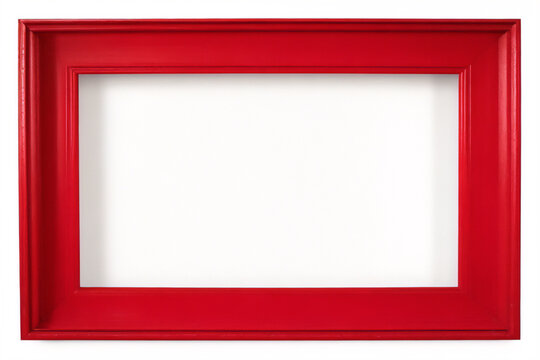 Realistic empty rectangular red frame with passepartout on white background, border for your creative project, mock-up sample, vector design object