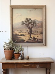 Vintage Desert Landscape: Rustic Decor and Elegant, Vintage Painted Scene