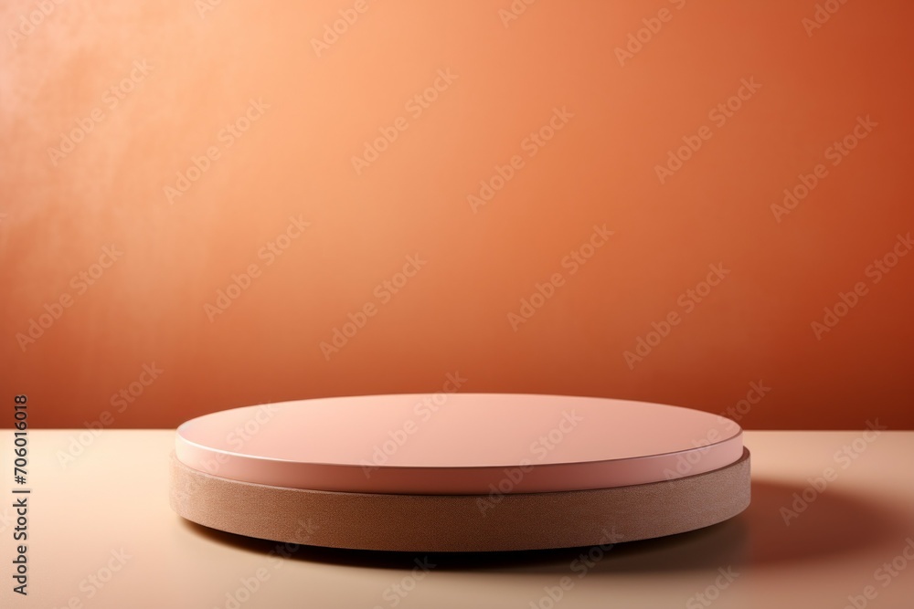 Poster mockup in trendy peach fuzz colors. background with selective focus and copy space