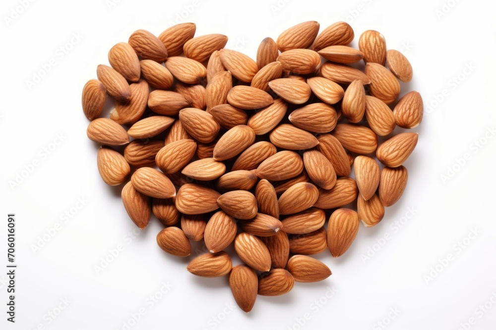 Poster heart-shaped nuts. background with selective focus and copy space