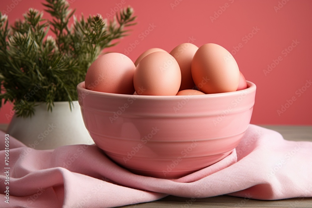 Poster eggs in trendy colors. background with selective focus and copy space