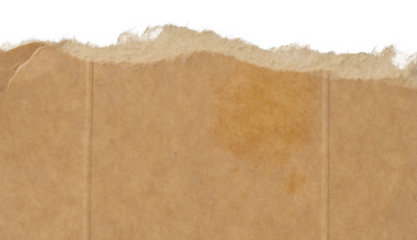 Piece of brown cardboard with torn edges on isolated background