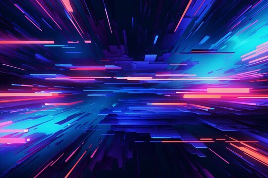 Abstract background with distorted glitch effect. Futuristic design with cyberpunk aesthetic and neon colors. Generative AI