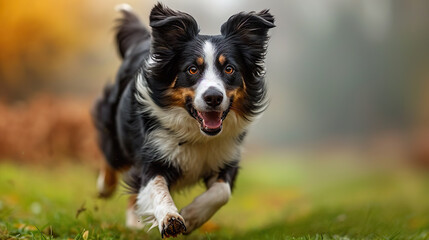 Fototapeta premium Dog border collie playing 