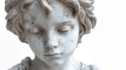 A close up of a statue of a child.