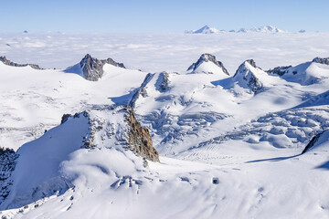 Fototapeta na wymiar Mer de Glace glacier in French Alps, Chamonix, France