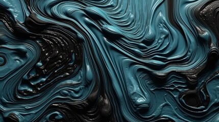 Obraz premium Abstract black and light blue acrylic painted fluted 3d painting texture luxury background banner on canvas - light blue and black waves swirls. Decor concept. Wallpaper concept. Art concept. 3d