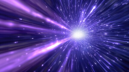 Purple space warp effect background. Speed of light in galaxy. Explosion in universe.