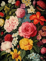 Behang Vintage Floral Botanical Prints - Exquisite Collection of Earthy Vintage Paintings and Prints © Michael