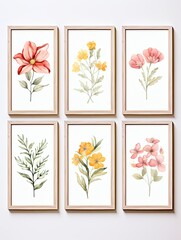 Watercolor Flowers Farmhouse Decor Print Set - Exquisite Blooms for Rural Charm