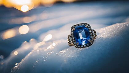 diamond ring in the snow - obrazy, fototapety, plakaty