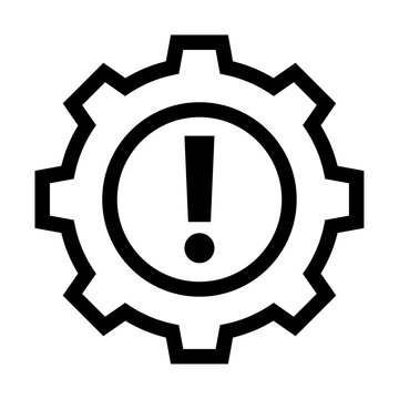 Icono de advertencia de ajustes. Riesgo en configuraci&oacute;n, alerta. Ilustraci&oacute;n vectorial