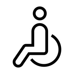 Icono de persona discapacitada en silla de ruedas. Ilustración vectorial