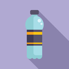Water bottle icon flat vector. Snack food beverage. Portable plastic