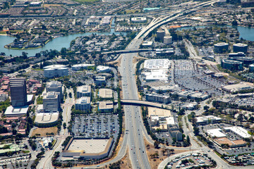 aerial of living area in San Francisco Bay near Newark at village San Jose, USA