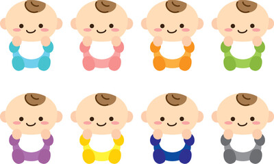 赤ちゃん　服色違いセット　ベクター