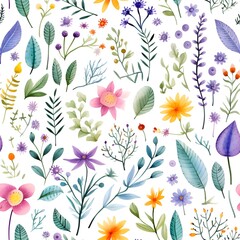 Seamless patterns featuring flowers, leaves, and botanical elements ,Simple and minimalistic patterns
