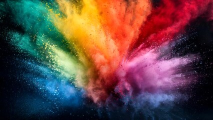 Colorful powder explode on black background happy holi day video looping background