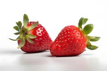 Strawberries. White background. HD, hyper realistic, lifelike, minimalism, simple, No text , No wtermark, 32K