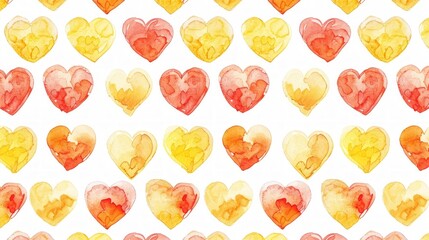 seamless pattern with red and yellow hearts