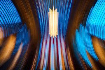 Abstract Light Explosion - Dynamic Blue and Gold Streaks