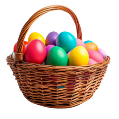 Fototapeta na wymiar Basket Filled With Colorful Eggs for Easter Celebration