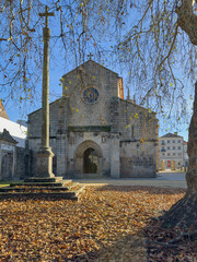 Facade of the Vila Real Se Cathedral at autumn, also known as the Church of Sao Domingos, North of Portugal