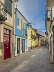 Fototapeta na wymiar Picturesque view of old houses and streets of Vila Real town at sunny autumn morning, Portugal