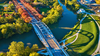Aerial View of Martin Luther King Bridge in Fall - Fort Wayne