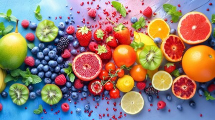 Color fruits, berries and vegetables