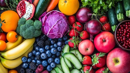 Fototapeta na wymiar Color fruits, berries and vegetables
