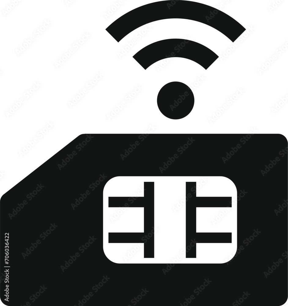 Poster sim card internet icon simple vector. router storage. dark provision