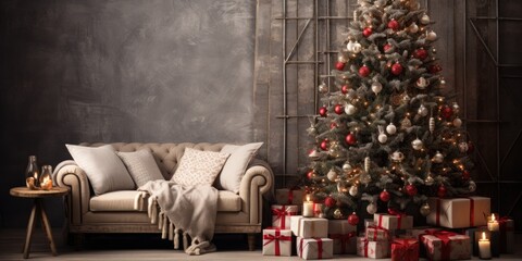 Christmas-themed room with trendy decorations