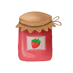Strawberry Jam in Jar Transparent