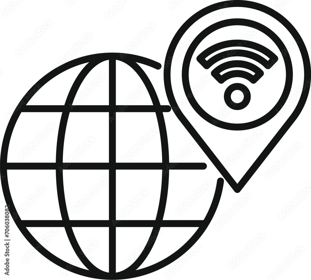 Poster global data digital icon outline vector. internet provider. processor tech