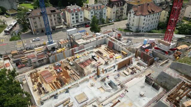 Aerial of construction site in Switzerland