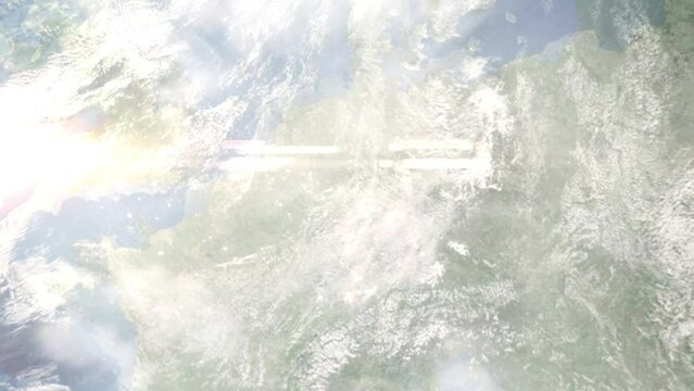 Zoom in from space and focus on Dillenburg, Germany. 3D Animation. Background for travel intro. Elements of this image furnished by NASA.