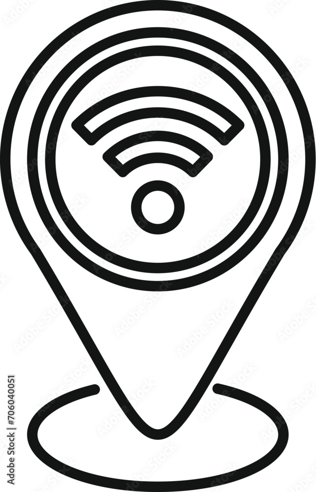 Poster wifi internet location icon outline vector. city server lock. router cloud storage
