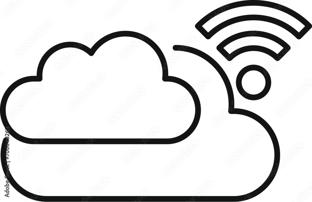 Poster data cloud internet icon outline vector. information tech. admin online