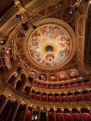 Budapest, Hungary - December 7, 2023: interior wide angle view of the Hungarian State Opera Magyar...