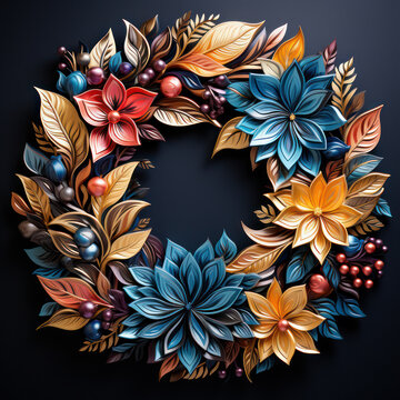 Artistic floral wreath with a symphony of colors