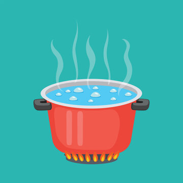 Boiling water with pot on the stove