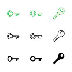 Key icon set. Key vector icon. Key symbol