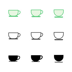 Coffee cup icon set. cup a coffee icon vector.